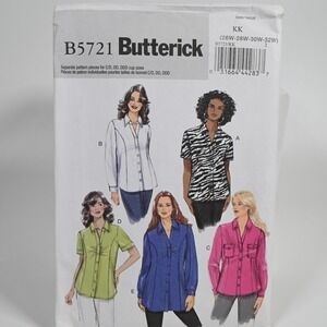 Butterick B5721 Sewing Pattern Women 26W-32W Shirt Uncut Factory Folded